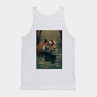 The Tiger's Oasis: A Watery Haven Tank Top